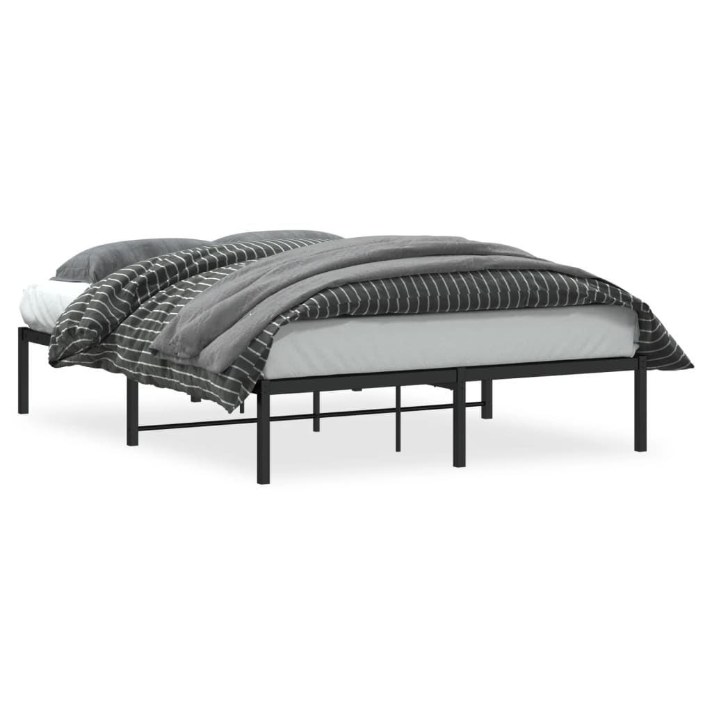 Łóżko Metalowe Czarne Rama Łóżka Ze Stelażem Do Sypialni Pokoju 140x190 cm