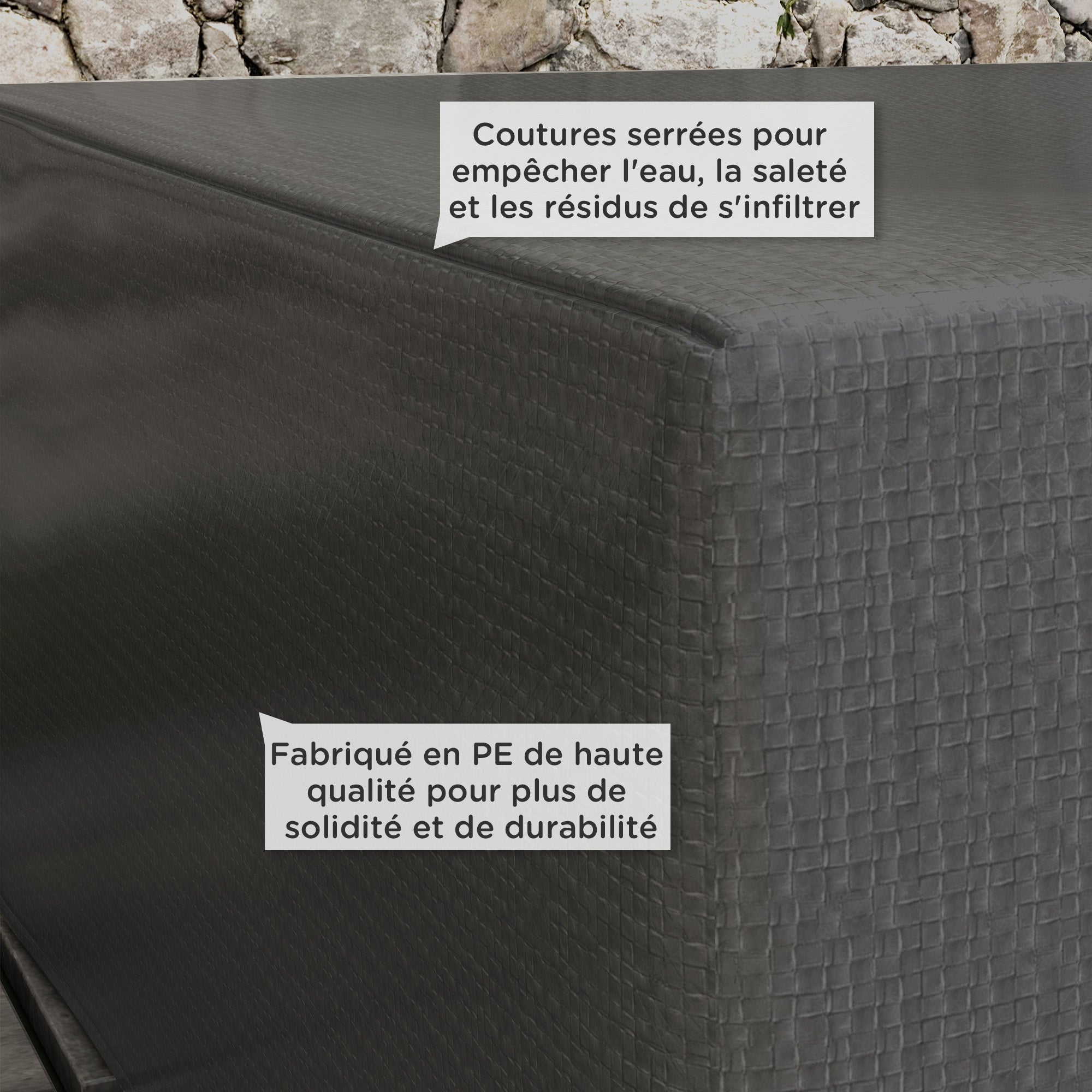 Housse salon de jardin extérieure - Outsunny - anti-UV - en polyéthylène de haute résistance - 235 x 190 x 90 cm - gris - 5