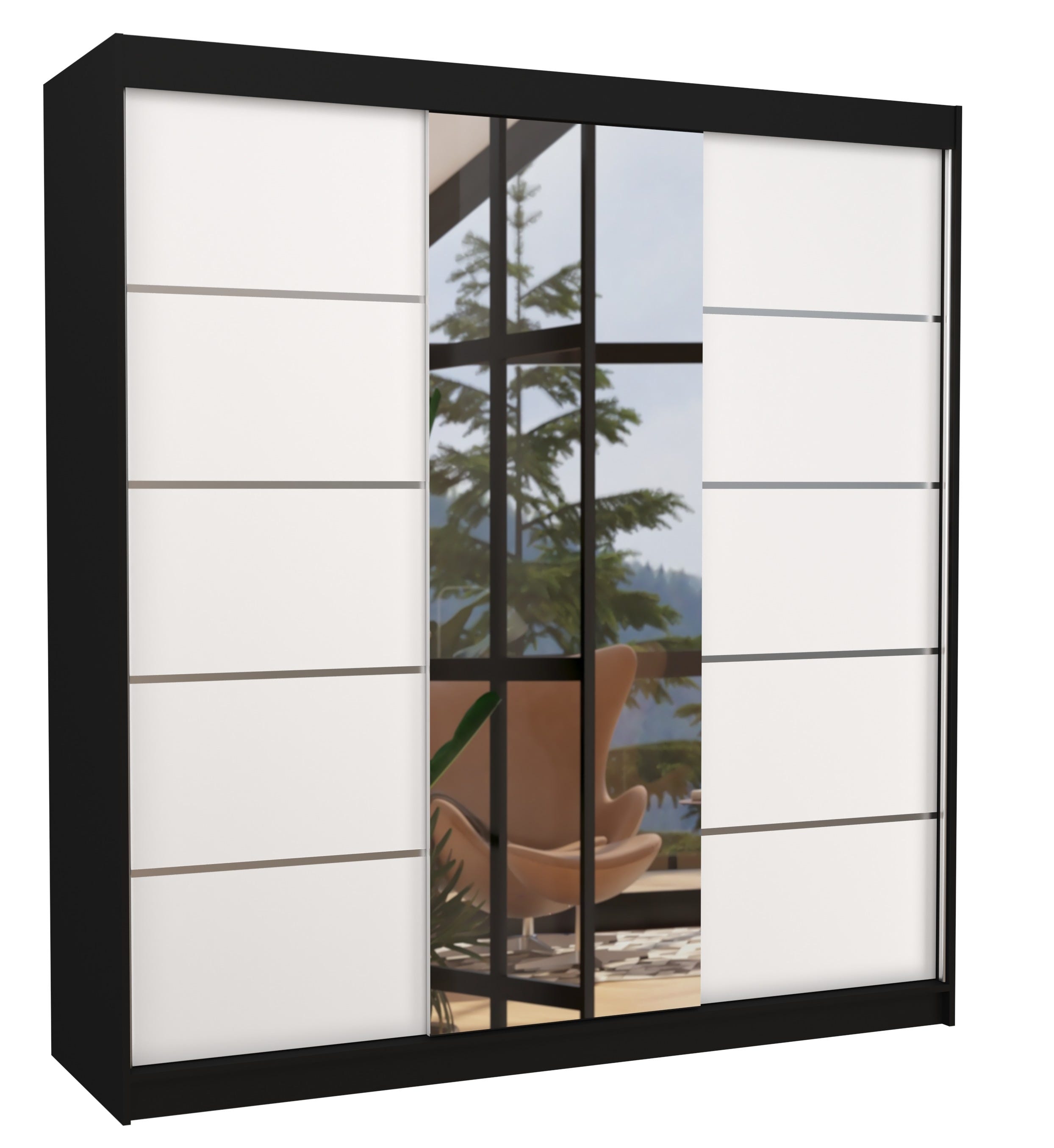 Armoire chambre adulte 2 portes coulissantes bois blanc et miroir baker 200cm Armoire chambre adulte 2 portes coulissantes bois blanc et miroir baker 200cm