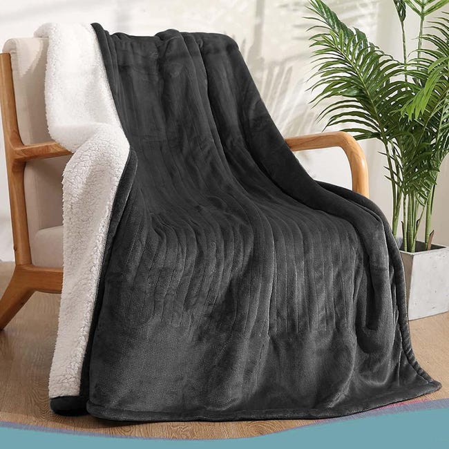 Navaris Coperta Termica Matrimoniale 180x130cm - Termocoperta Elettrica 3 Livelli Riscaldamento - Scaldaletto Spegnimento Automatico - Bianco/Grigio - Foto 7