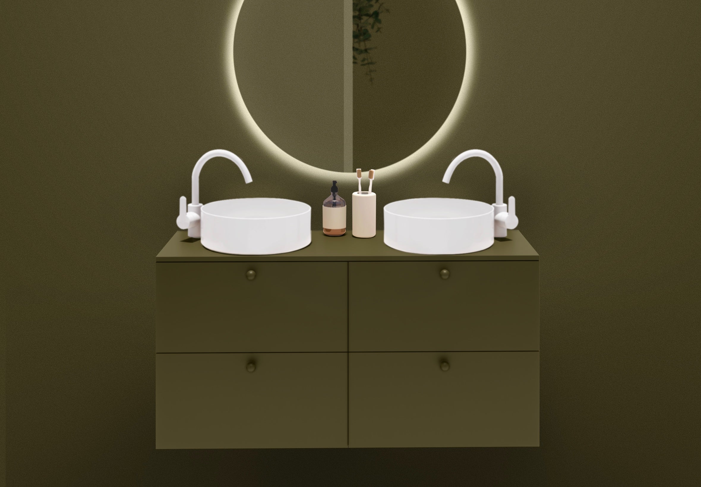 Meuble sous vasque de salle de bain - MiNO 120 sans plan vasque Kaki