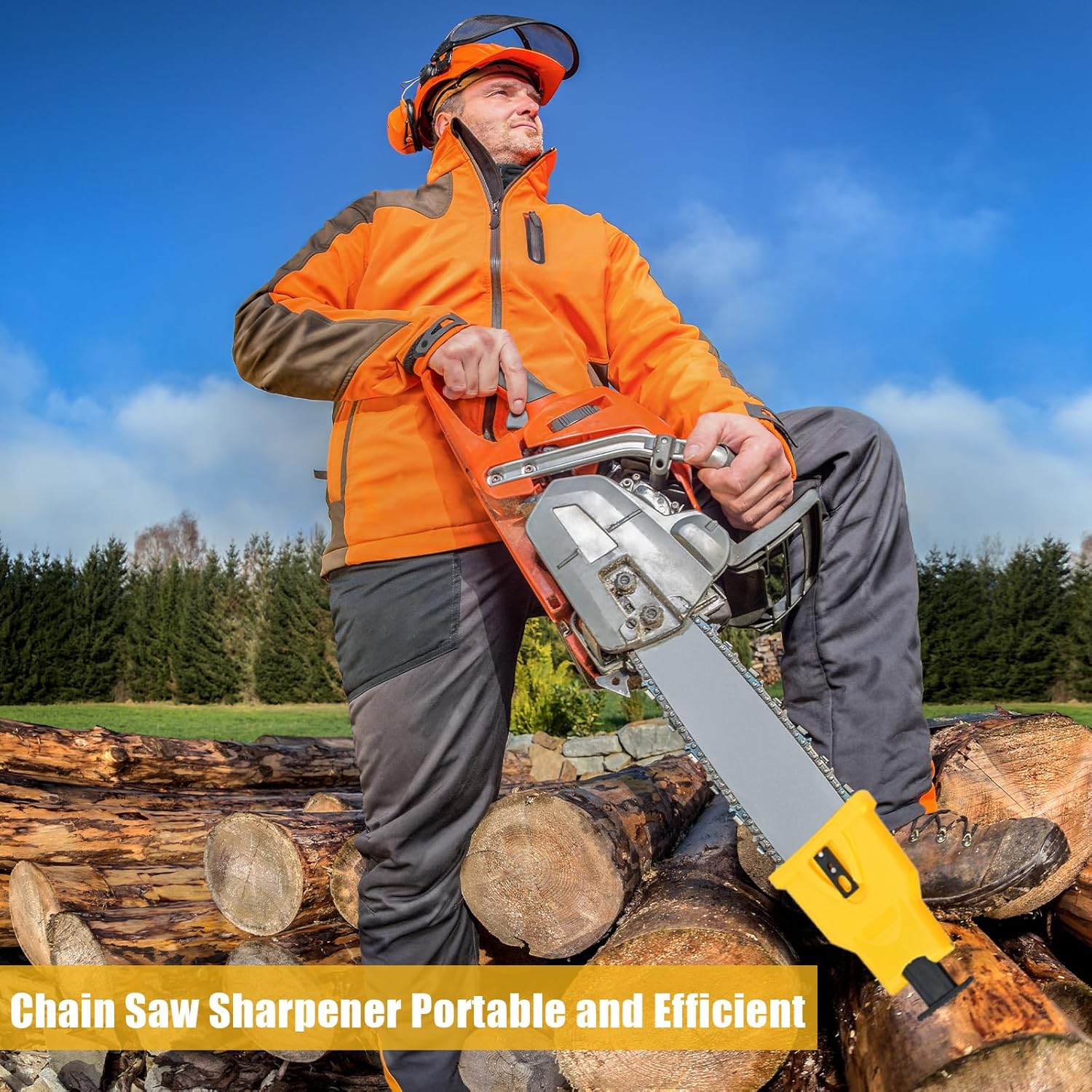 Affuteuse de Chaine Tronconneuse, Kit Affutage Chaine Tronçonneuse, Affûteur Portable Tronçonneuse avec 10 Pierres, Woodworking Quick Tools for Lumber - 4