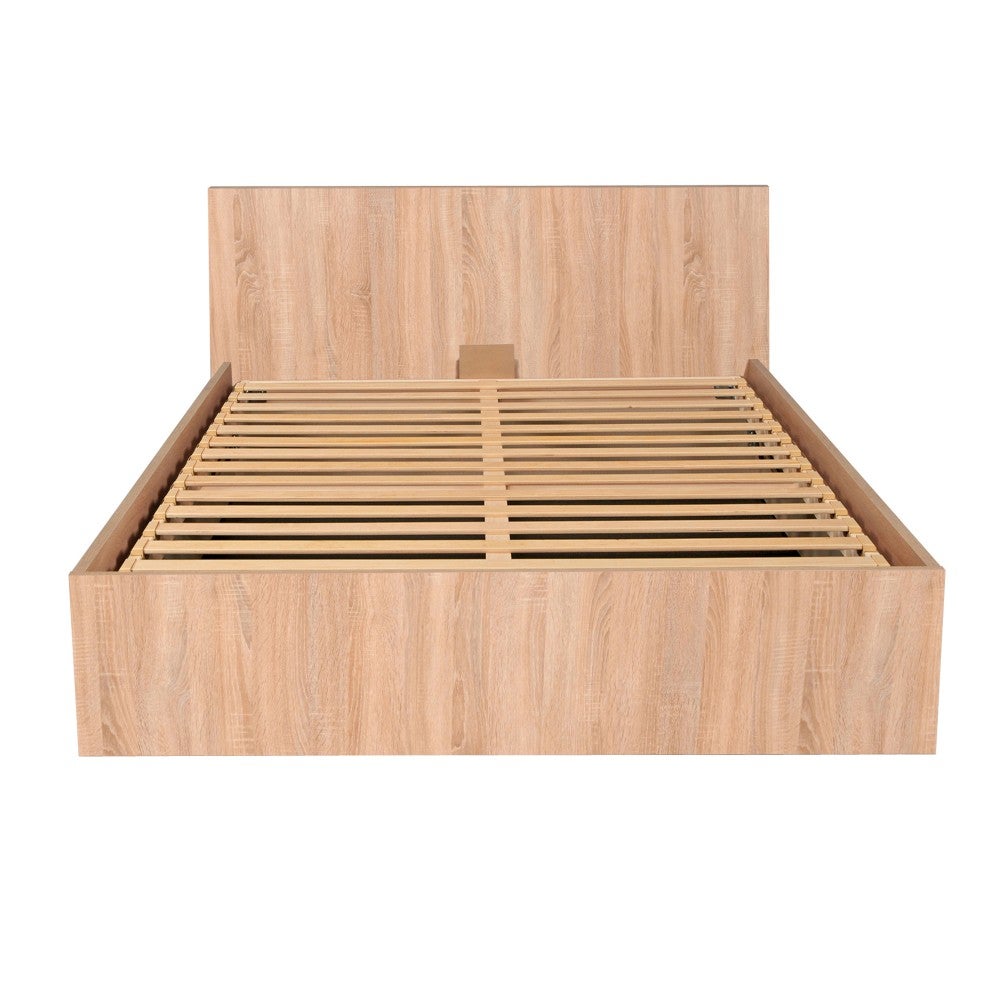 Lit coffre 180x200 sommier inclus Taylor Bois blanchi - 7