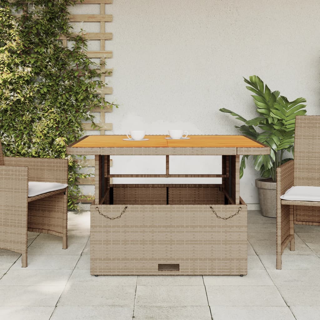 Table de jardin - Table De Patio beige 110x110x71 cm résine tressée bois acacia D234T171 - 3