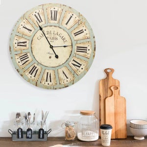 Horloge Murale Silencieuse Sur Toile Coloray - Vue De Paris 60x30 Cm - Moderne