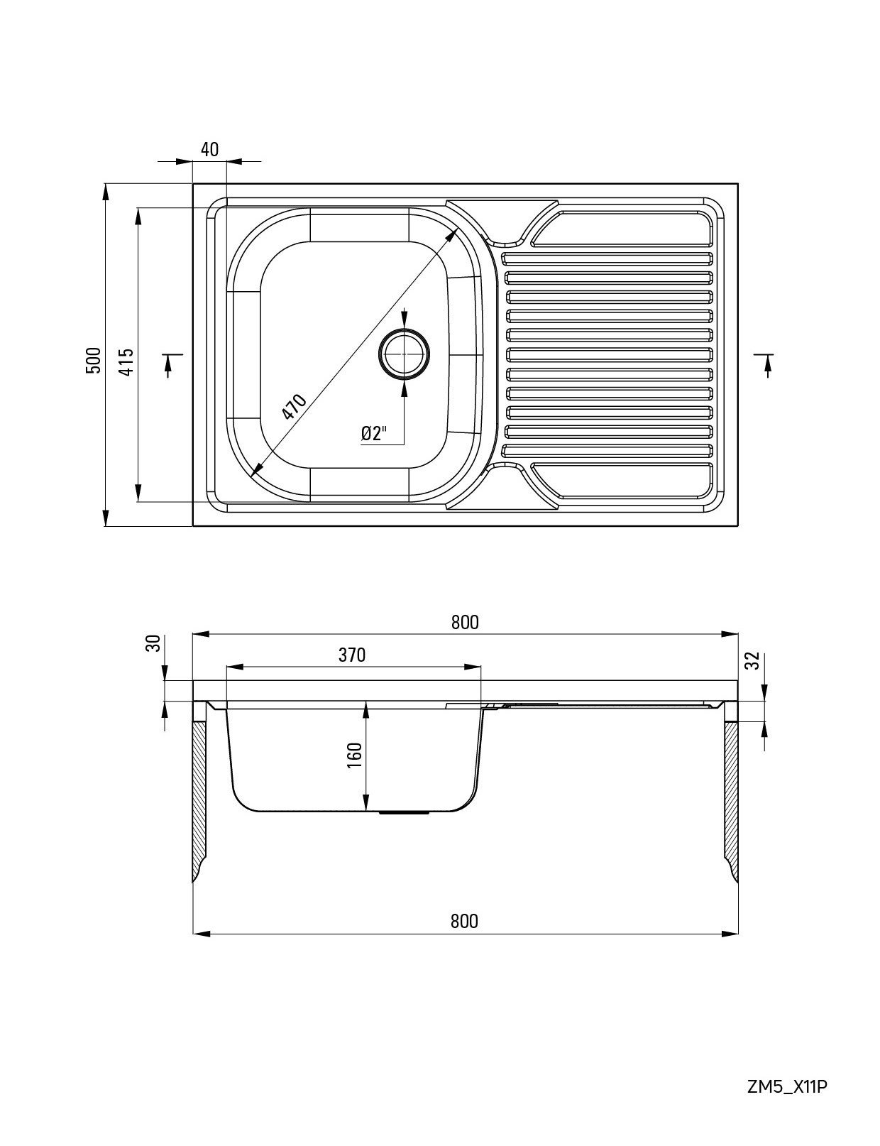 Lavello cucina da appoggio singola vasca con gocciolatoio sinistra Deante TANGO ZM5_011L - Acciaio Spazzolato - 2
