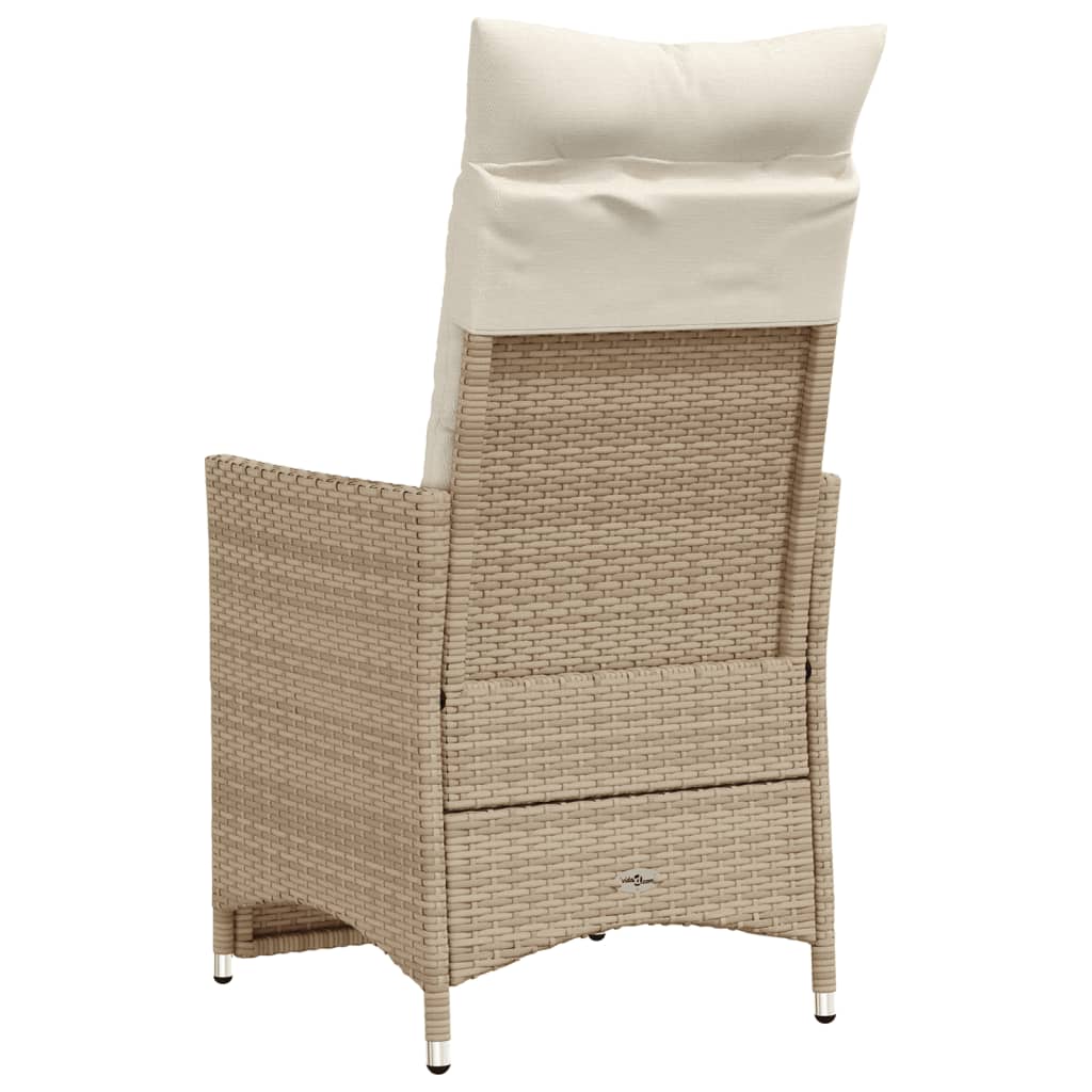 Chaises inclinables de jardin lot de 2 et coussins beige rotin - 6