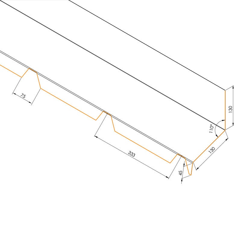 Faîtière Crantée Contre Mur 2100 mm AXEL Bleu Ardoise RAL 5008 - 5