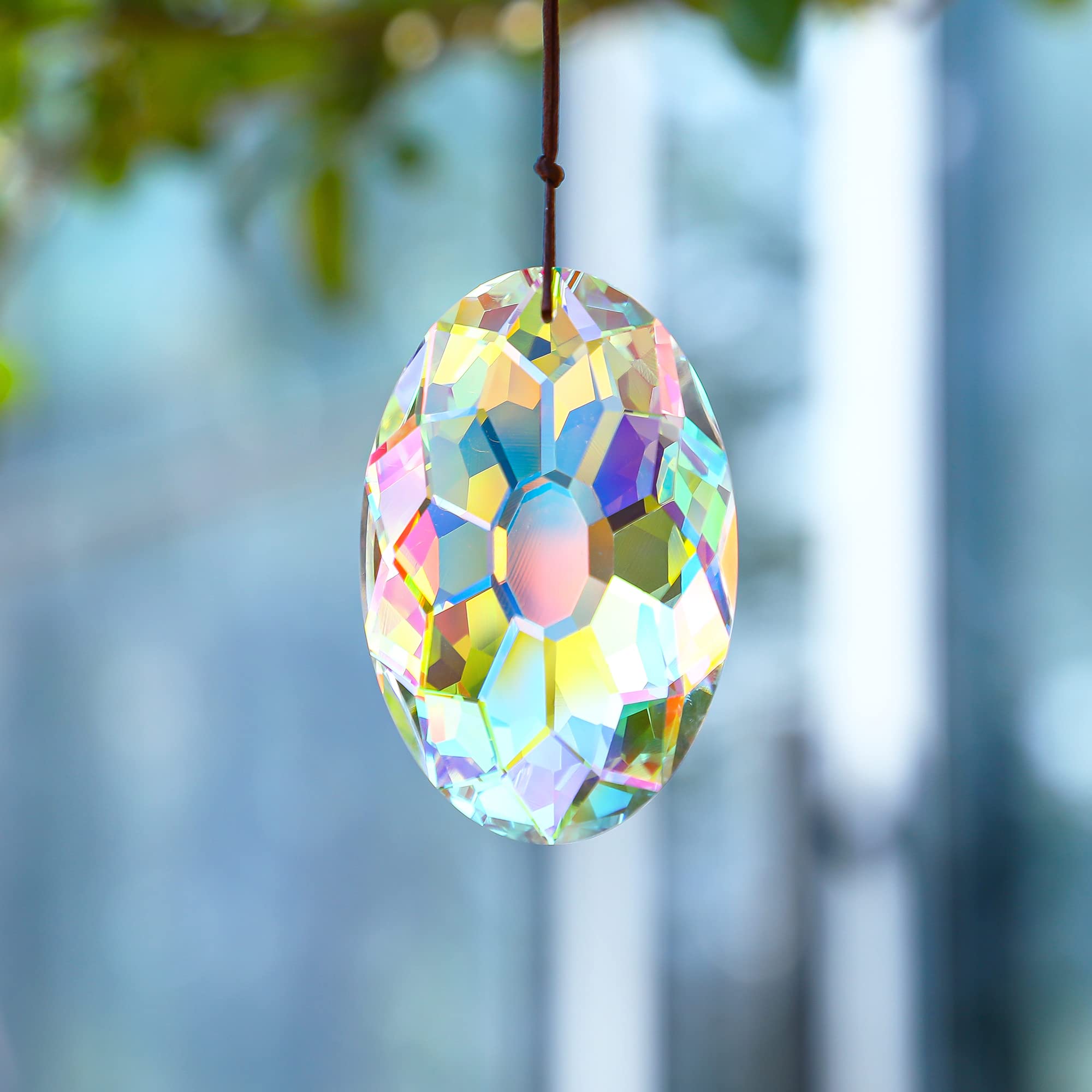 Attrape-soleil à prisme en cristal pour fenêtre suspendue, fabricant d'arc-en-ciel, ornements suspendus en verre pour décoration de jardin 89mm - 7