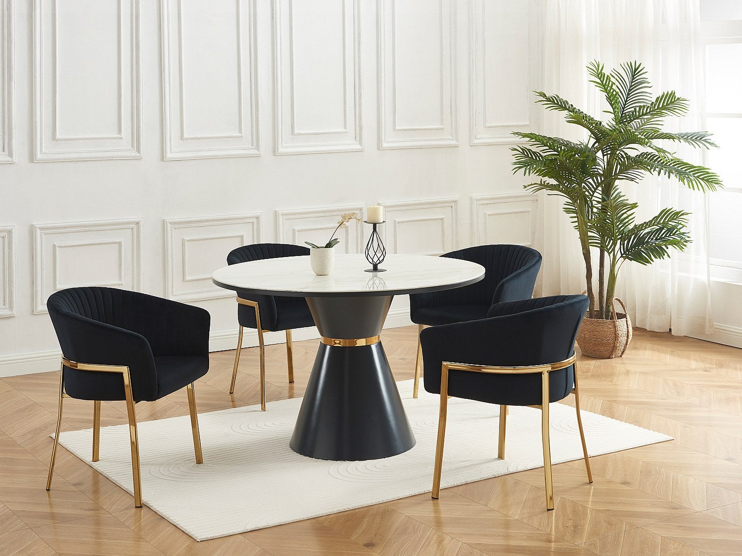 Zestaw 2 krzeseł z podłokietnikami z weluru i złotego metalu - Czarny - ZAOVA Pascala Morabito