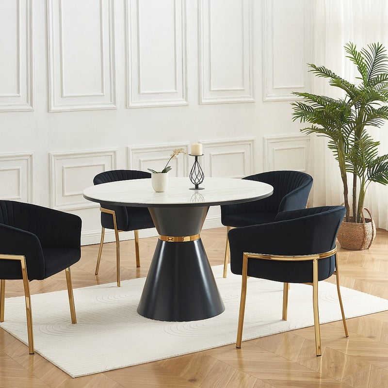 Zestaw 2 krzeseł z podłokietnikami z weluru i złotego metalu - Czarny - ZAOVA Pascala Morabito