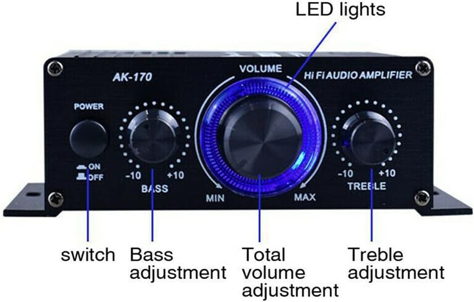 AK-170 Mini HiFi Power Amplification 20W + 20W 2 CH Dual Channel avec - 3