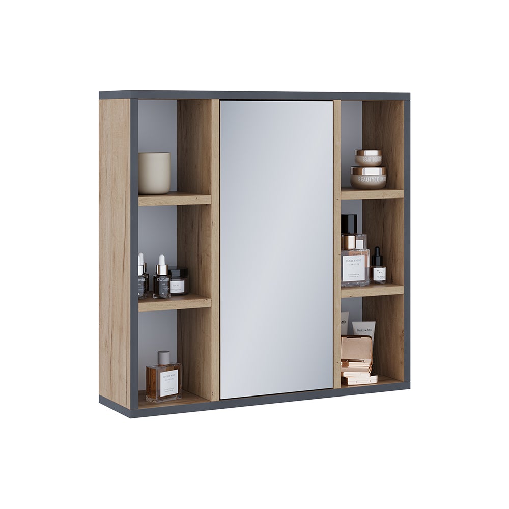 Vicco Szafka z lustrem w łazience Stephan, Złoty dąb energetyczny, 60 x 59.2 cm Z półkami i lustrzanymi drzwiami - 5