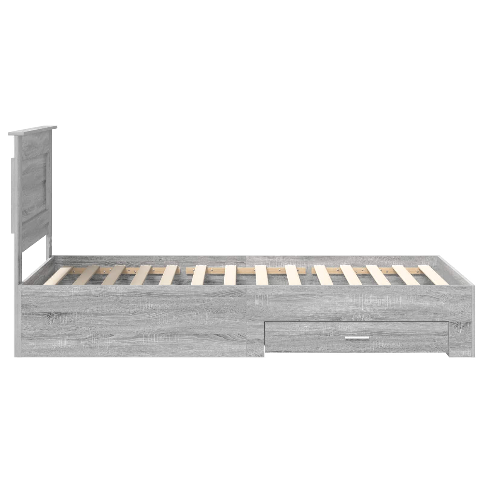 Cadre de lit avec tiroir, gris et argent, pour la chambre, 75 × 190 cm - 8