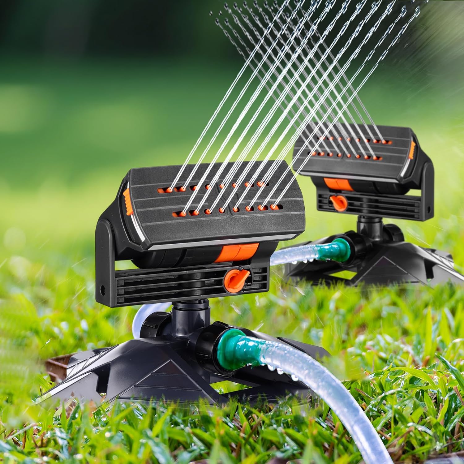 Lot de 2 têtes d'arrosage oscillantes automatiques, arroseur de pelouse ABS, adapté à l'arrosage de grandes surfaces de jardin (type de base) - 5