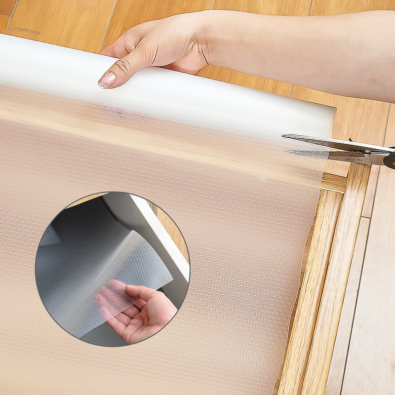 Revestimiento antideslizante para cajones, de EVA transparente y no adhesivo, para proteger el frigorífico de la cocina, blanco, 60 x 500 cm - 6
