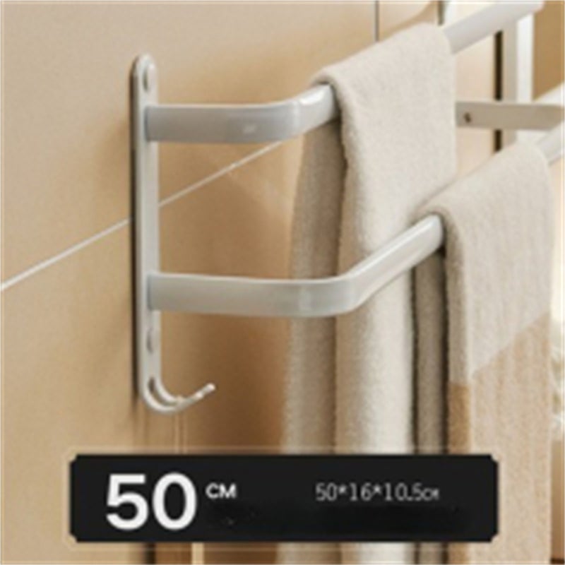 Porte-Serviettes 180° Pivotant Double Barre Gris - Installation Sans Perçage Ou Vis