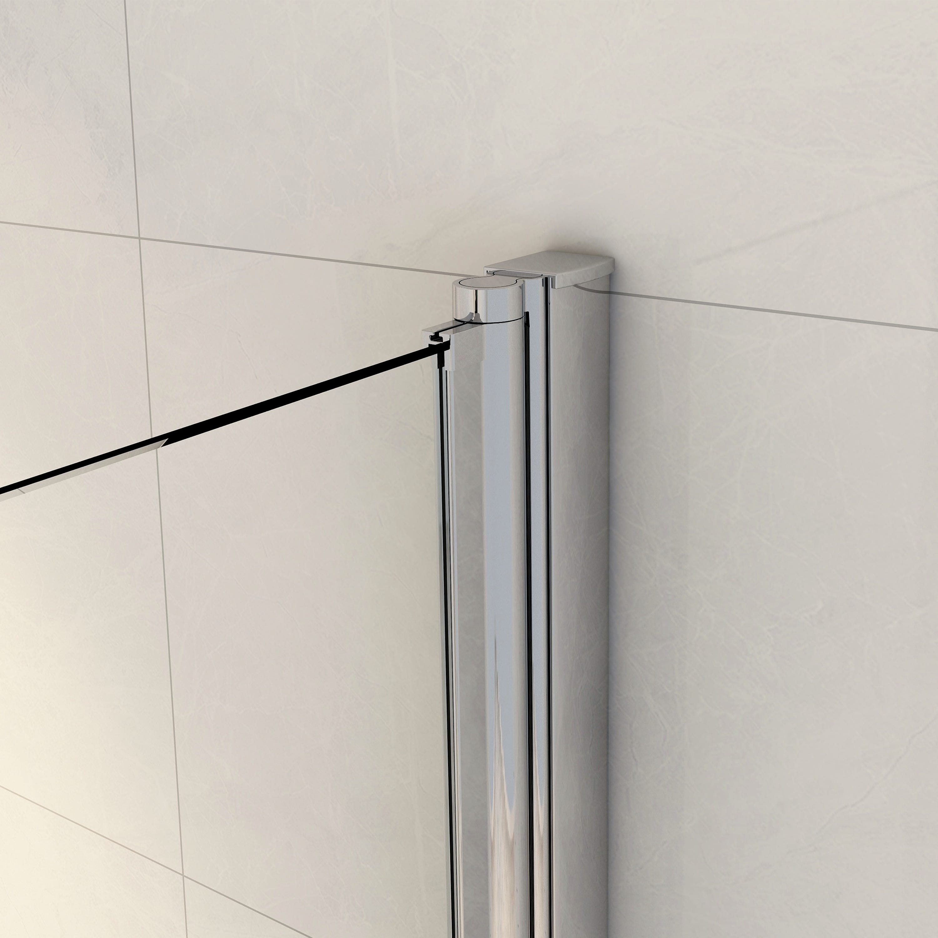 Parawan nawannowy uchylny, przezroczysty, chromowany, wys. 140 x szer. 115 cm Essential - 4