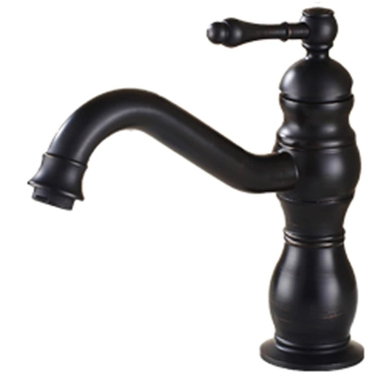 Bateria łazienkowa retro, obrotowa 360°, wysokość 20 cm, czarna.