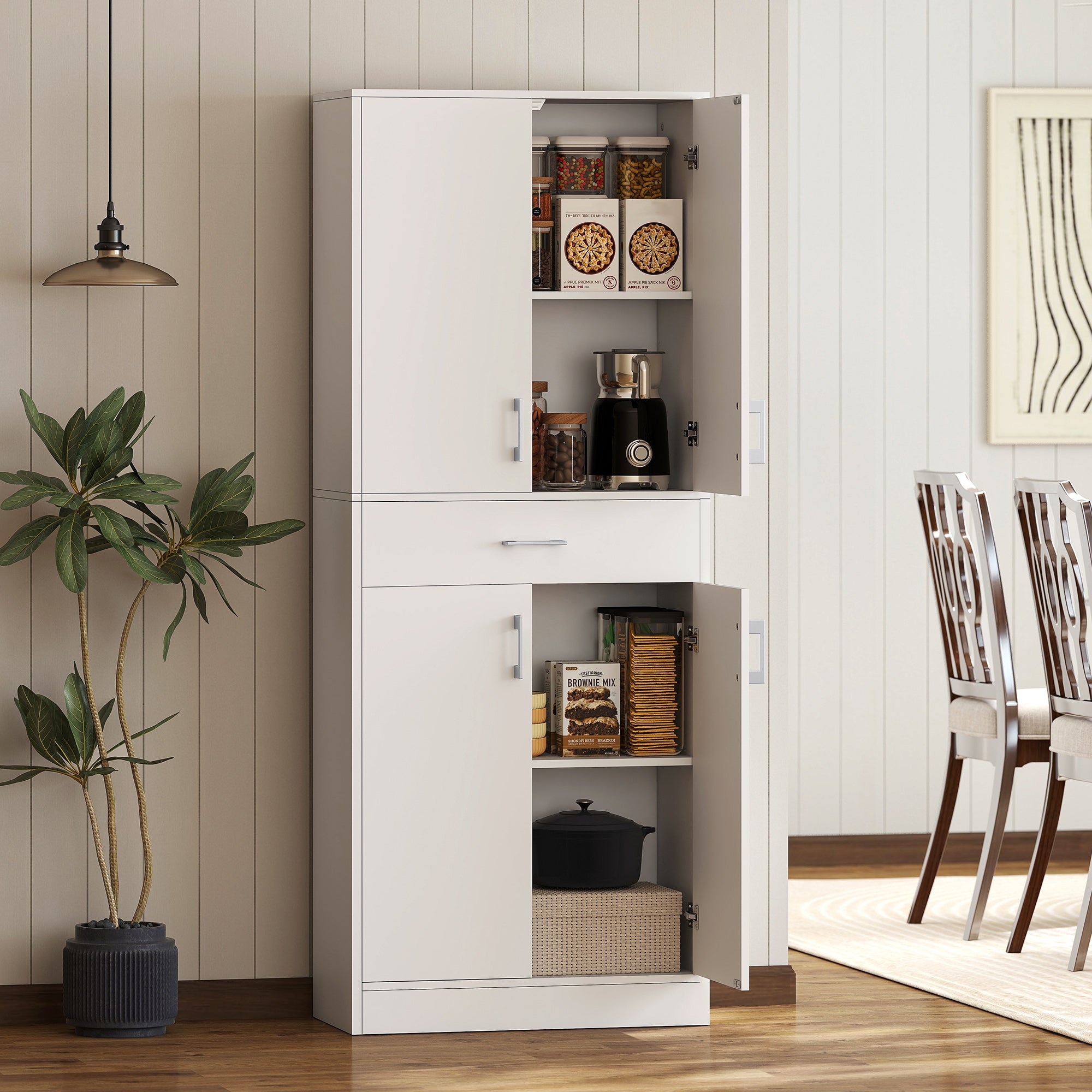 Alacena de Cocina HOMCOM Melamina de Madera, MDF Blanco 70.8x34x180 cm - 2