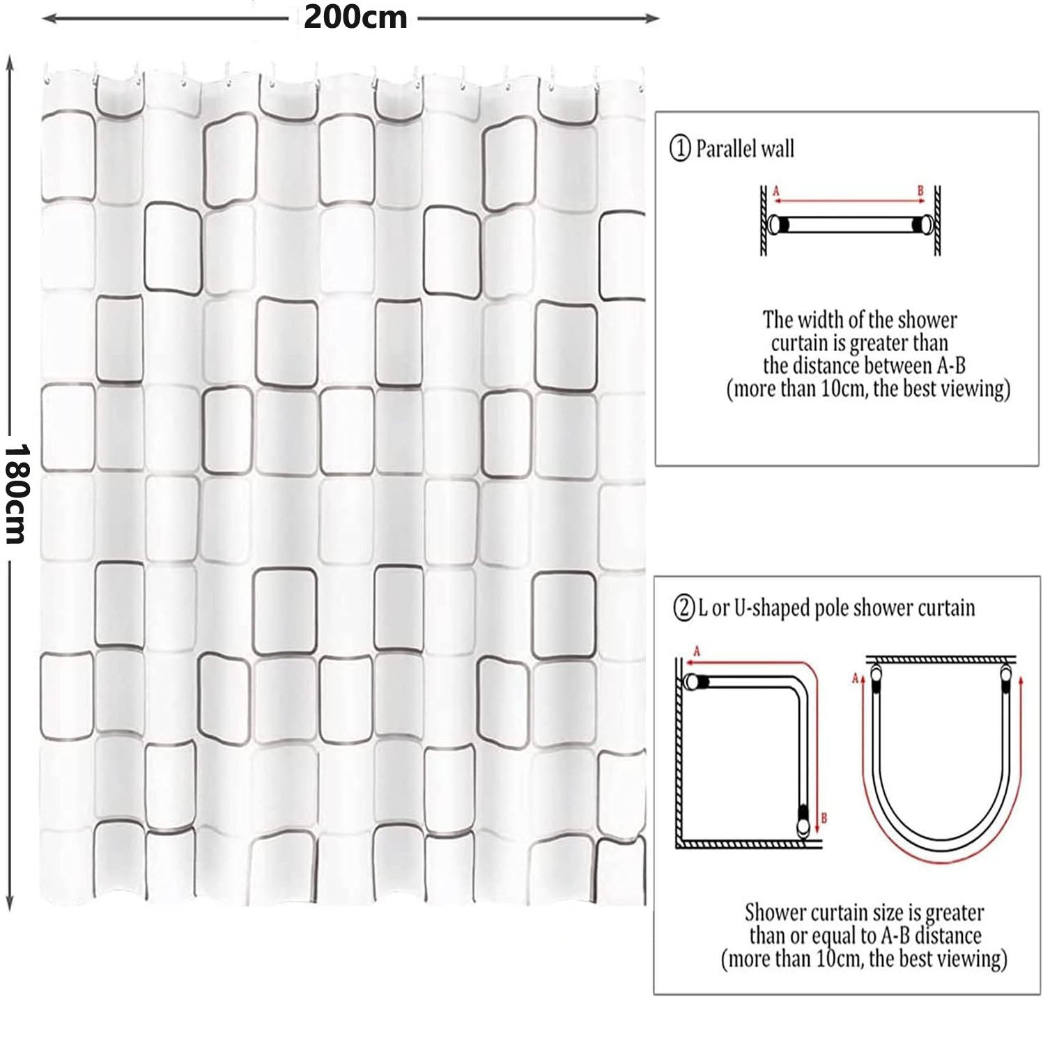 Cleafe - Tenda Doccia Antimuffa Impermeabile Peva 240 X 200cm Con