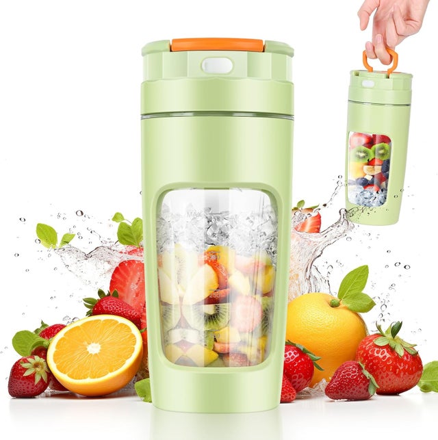 Blender przenośny o pojemności 600 ml, przenośny blender do smoothie, wydajny blender do smoothie o prędkości 20 000 obr./min z 4 ostrzami, mini blend
