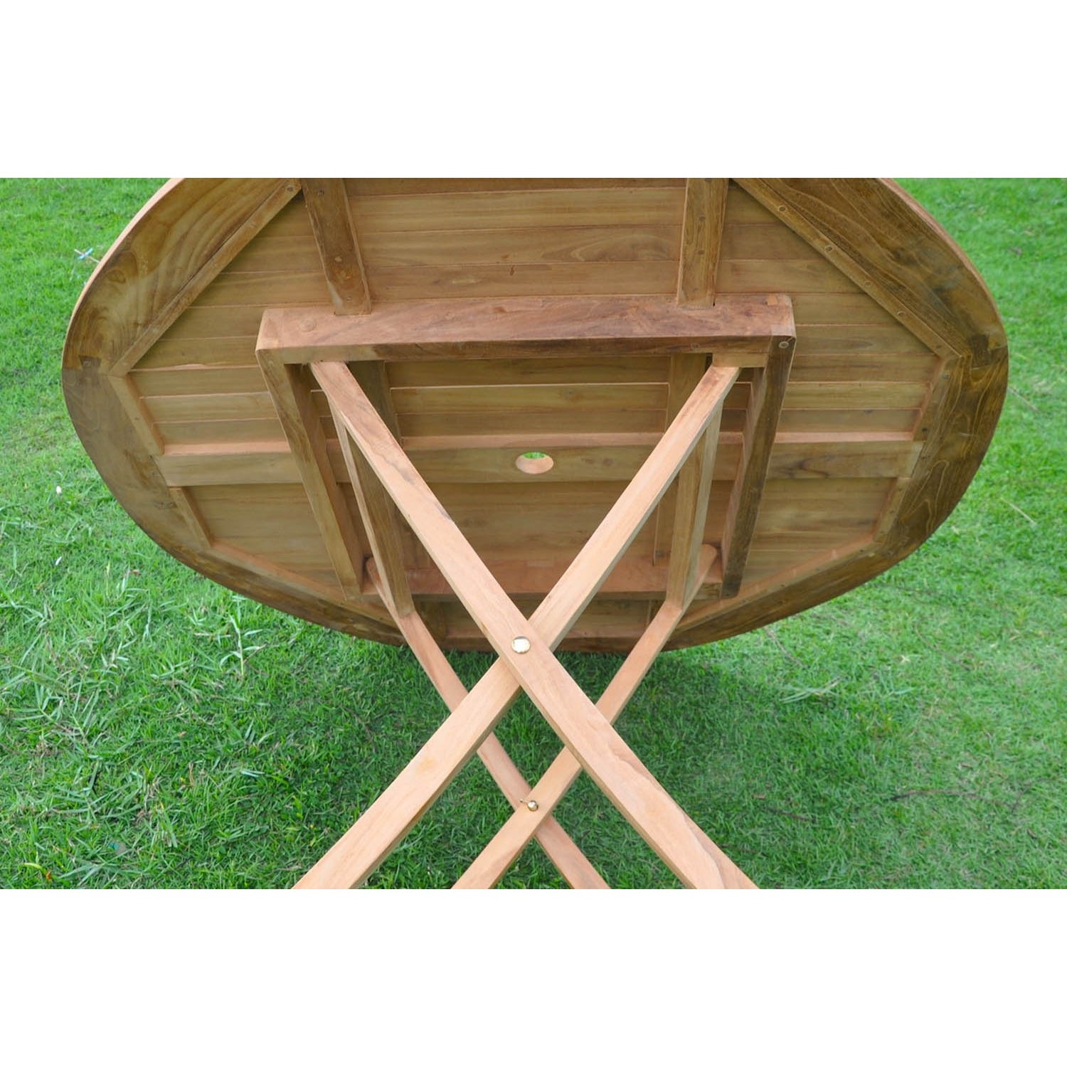 Table à manger de jardin rond en Teck Marron 4 places - 4