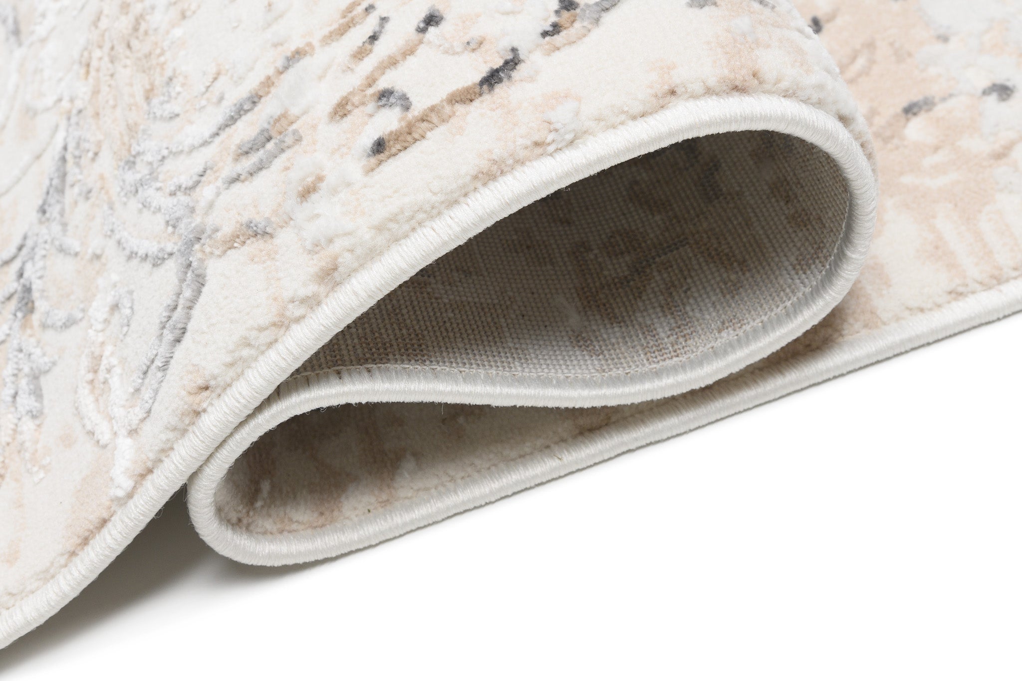 TAPISO Hera Tapis Salon Chambre Brillant Beige Crème Gris Vintage Floral Ornamental Bordé Moucheté Effet 3D OEKO-TEX 160 x 230 cm - 3