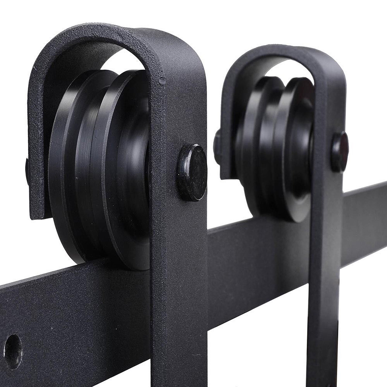 Kit d'accessoires pour rail de porte coulissante de 200 cm avec rail et roulettes, capacité de charge 100 kg, acier au carbone, 200 × 4 × 0,6 cm - 9