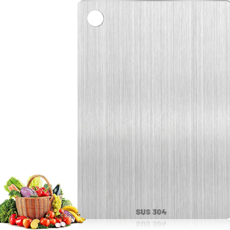 Deska do krojenia z tytanu – dwustronna, ze stali nierdzewnej – bez BPA – do kuchni, mięsa, warzyw i owoców (30 x 20 cm)