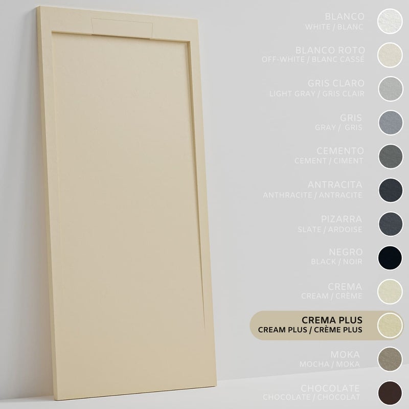 SOULHOME Brodzik prysznicowy– Żywica– Gel Coat– Gładka/Kamienna tekstura – Antypoślizgowy – intensywnie kremowy- 150x90- Niski 3cm– Elegancki SAME