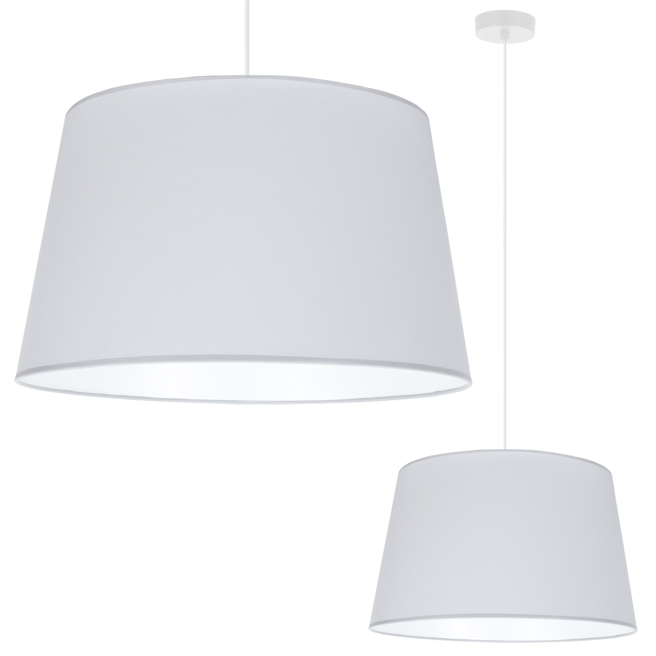 Lampa sufitowa wisząca Juta biała boho 1xE27 abażur okrągły stożek 44cm jasny szary Light Home LH