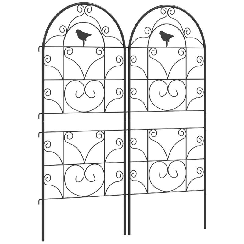 2 sztuki metalowej kratownicy 50x120 cm - czarna podpora do pnączy z motywem ptaków, odporna na rdzę