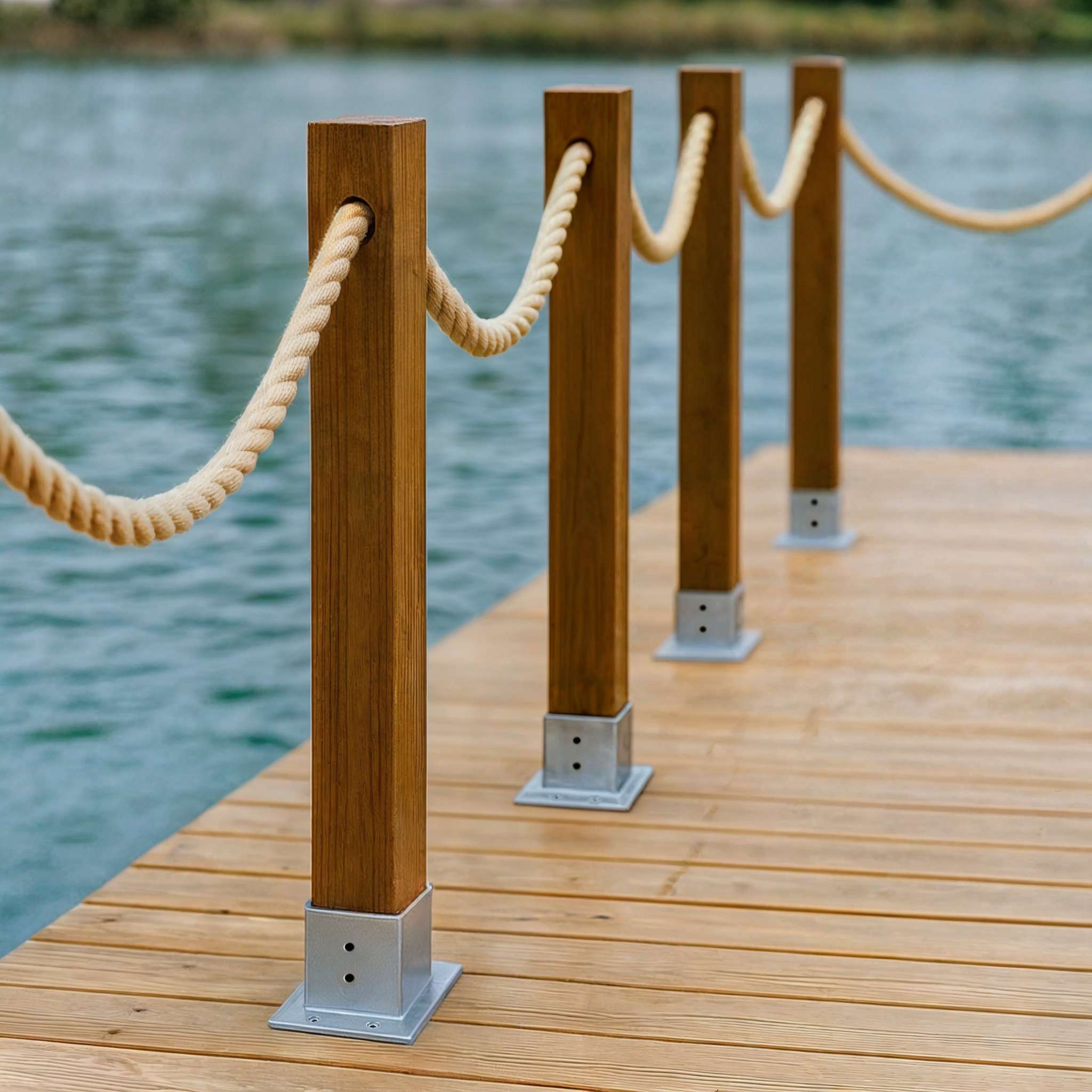 BOGATECO Clôture en bois avec corde de jute | Clôture voile 16 m|13 longueurs différentes|Kit de montage inclus Douille de terre avec plaque d'ancrage - 7