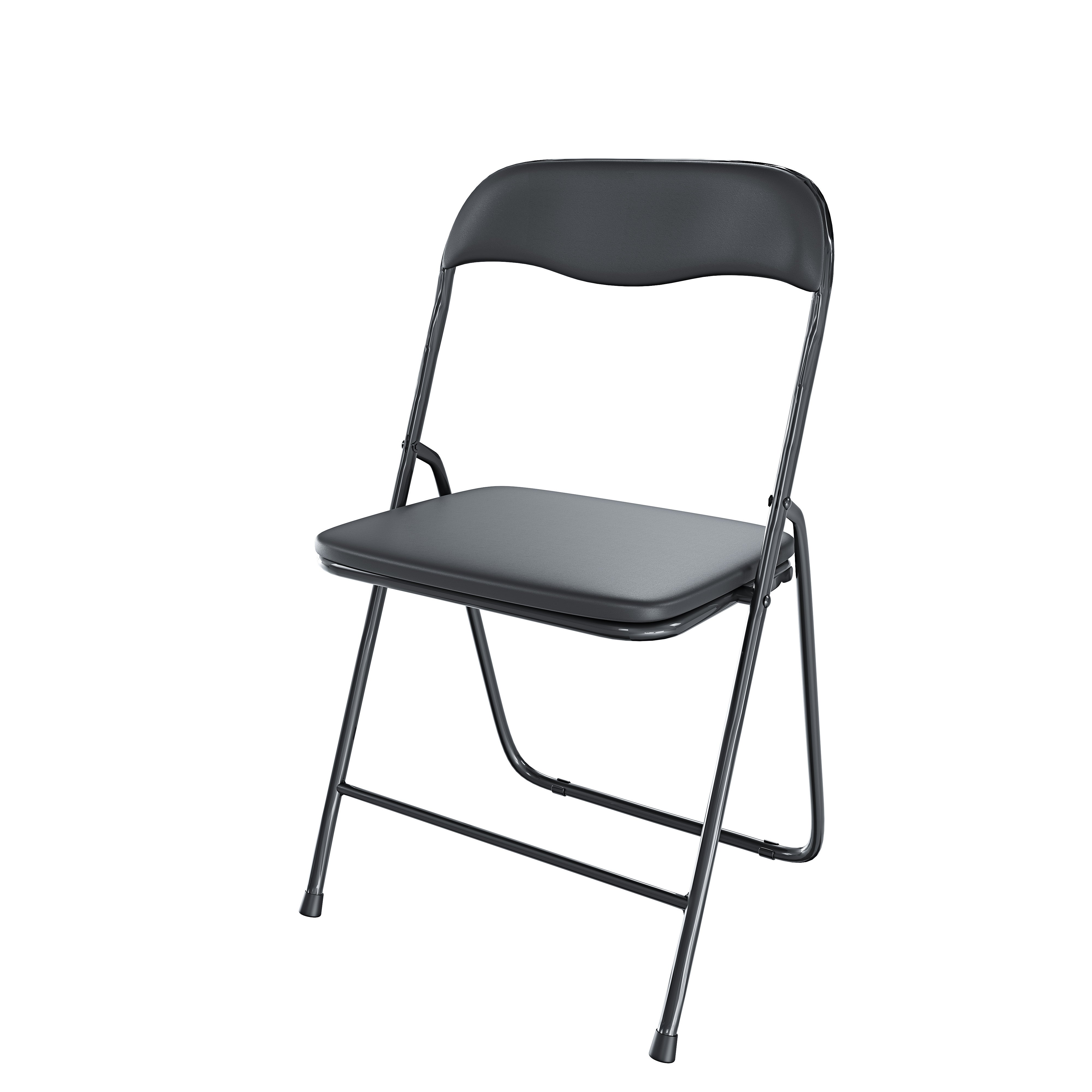 Set 6 Sedia Pieghevole Slim Opaca Metallo Sedie Salvaspazio Ufficio Casa Campeggio Salotto Cucina Ecopelle Comoda Seduta Imbottita 78x44x44 cm Nero - 7