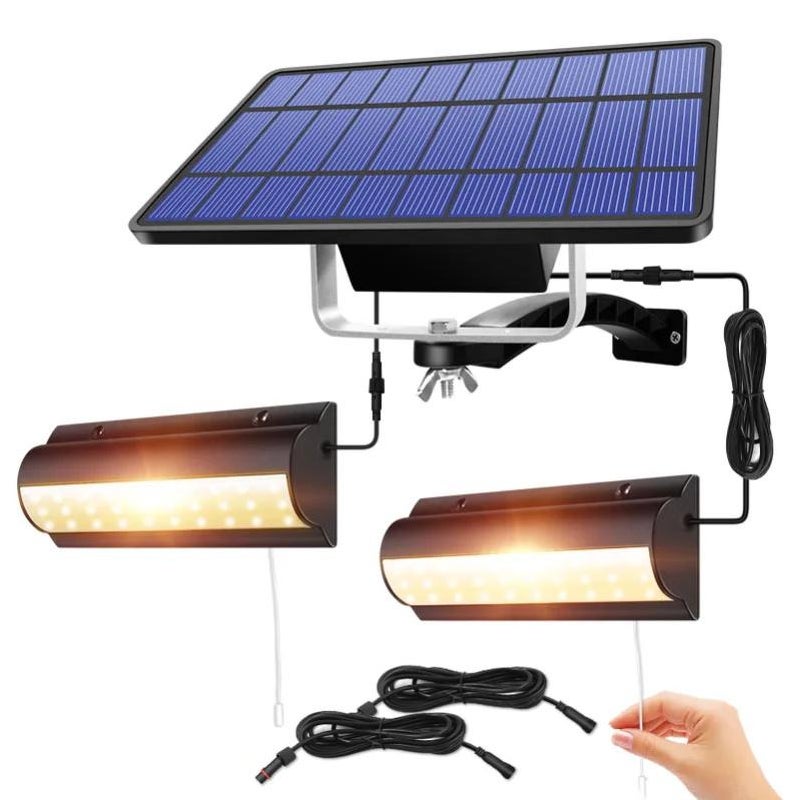 zewnętrzna lampa solarna wodoodporna automatyczna lampa wisząca z czujnikiem podwójna lampa ogrodowa do ogrodu na dziedziniec barwa ciepła biała