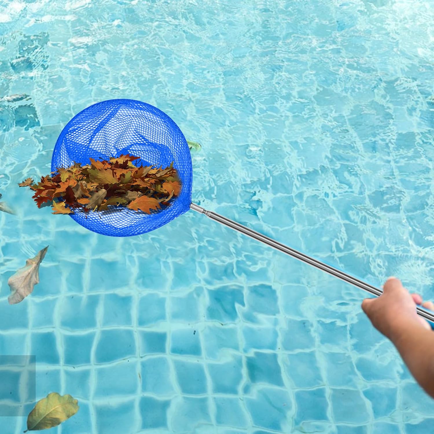 Générique Épuisette De Piscine, Filets De Pêche, Écumoire Télescopique pour Bassin, Épuisette De Nettoyage avec Perche, Petite Écumoire De Piscine - 3