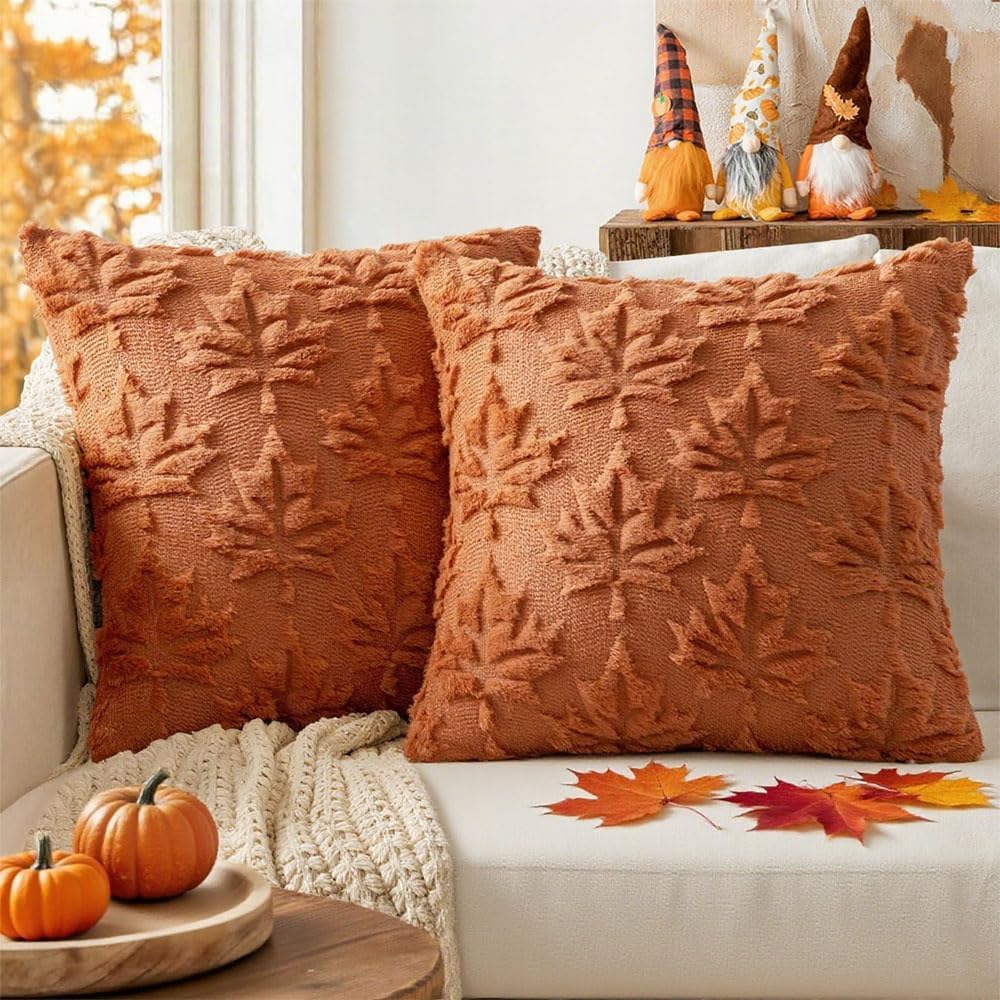 Set di 2 cuscini velluto arancione e oro 45 x 45 cm TULIP | Leroy Merlin