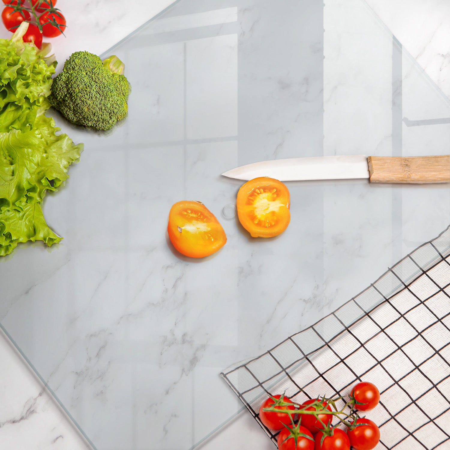 Tagliere in vetro per cucina, Tagliere per Cucina 40x52 cm - Dimensione versatile per l'uso quotidiano Tagliere in vetro temperato - 3