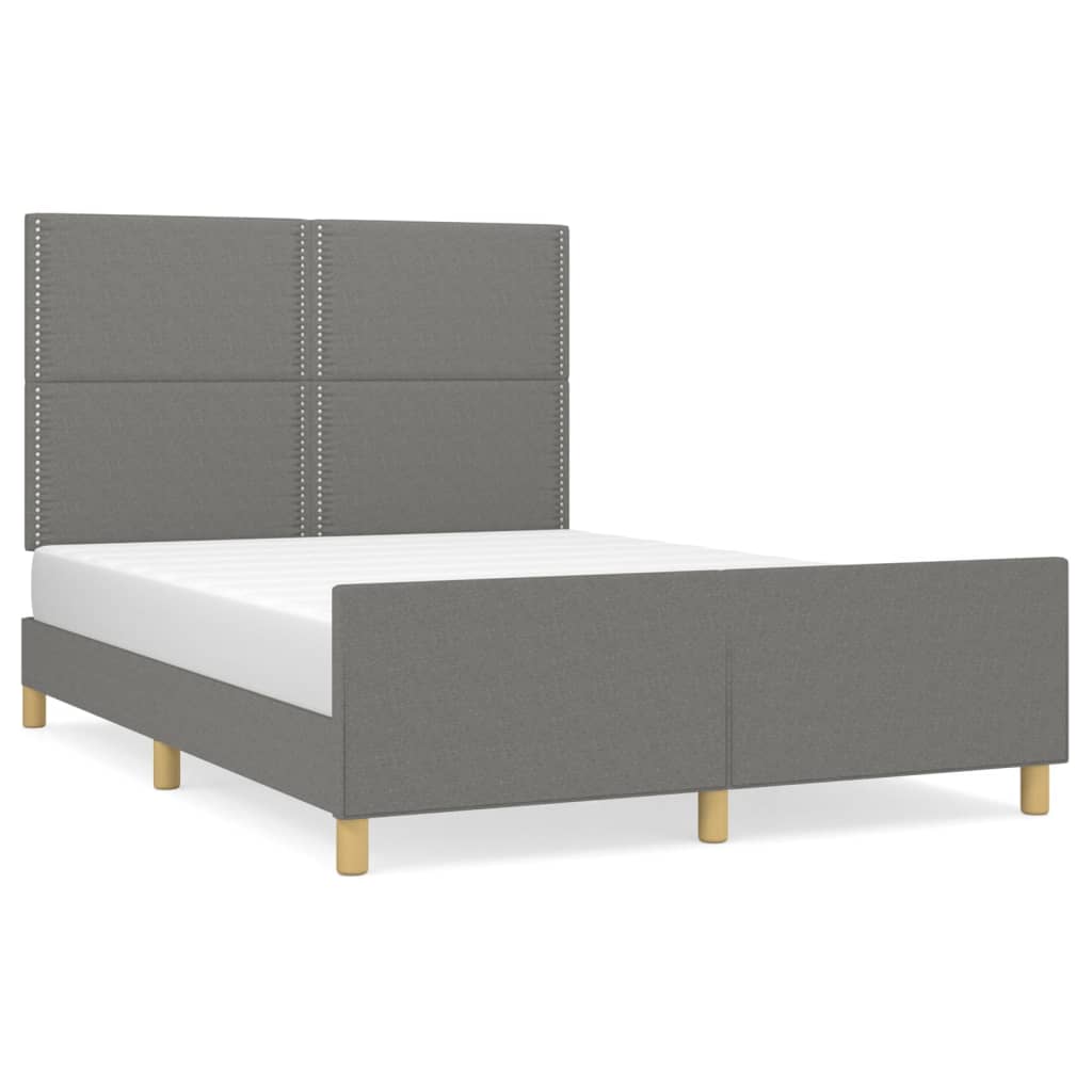 Cadre de lit sans matelas, tissu, gris foncé, pour la chambre, 140 × 200 cm - 2