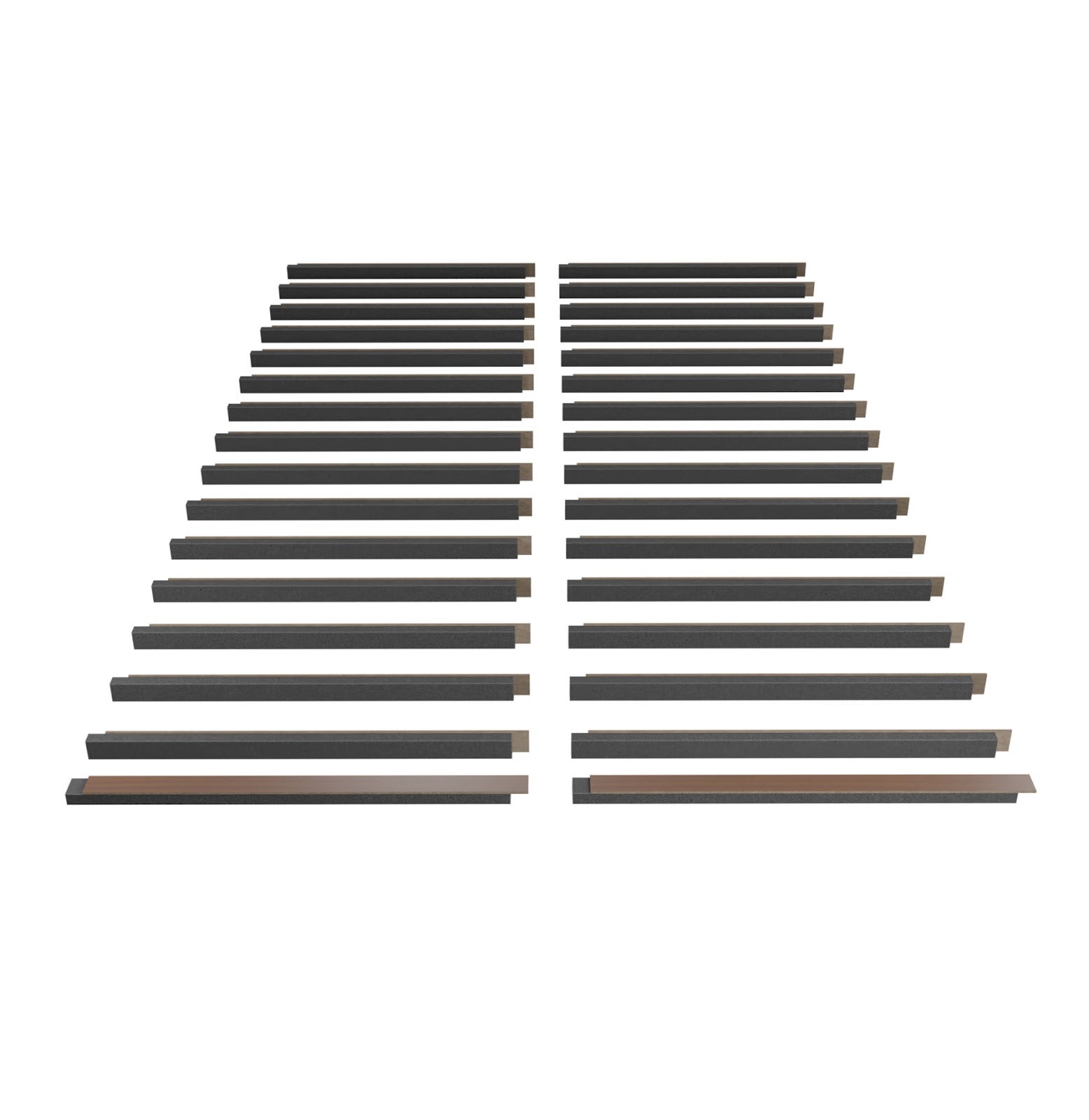 Lot de 32 Lames acoustiques insonorisants LAMELA 50x3 cm -0,5 m²surf.totale -MDF perforé laminé et mousse acoustique -Noix - 4