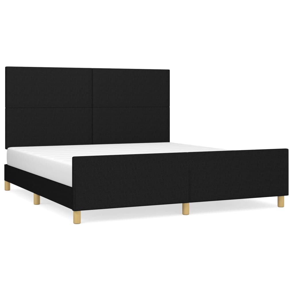 Cadre de lit sans matelas, tissu noir, pour la chambre, 180 × 200 cm - 2
