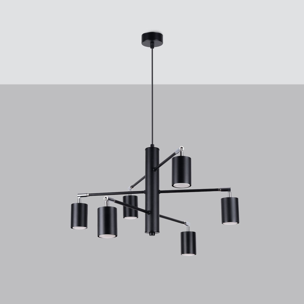 Żyrandol TORIM 6 czarny LED 4000K - 77x77x125cm Sollux