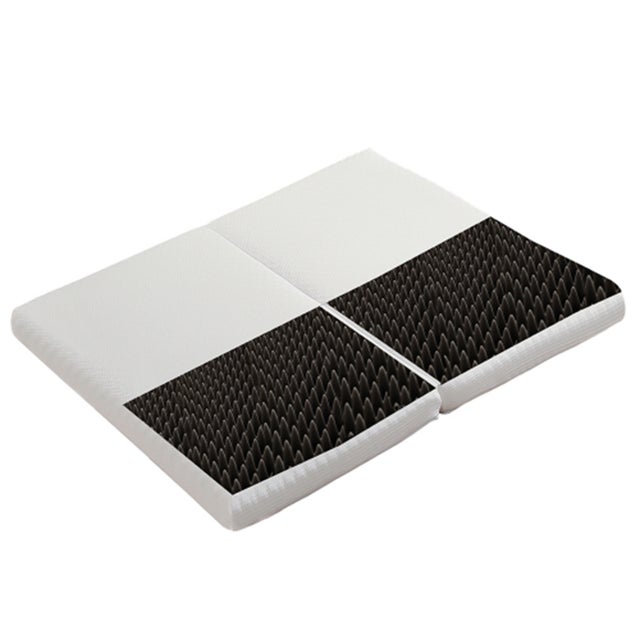 Biały pokrowiec + pianka szara 23D, 140x200 cm (2*140x100 cm), materac składany, tkanina o strukturze plastra miodu, twardość H3