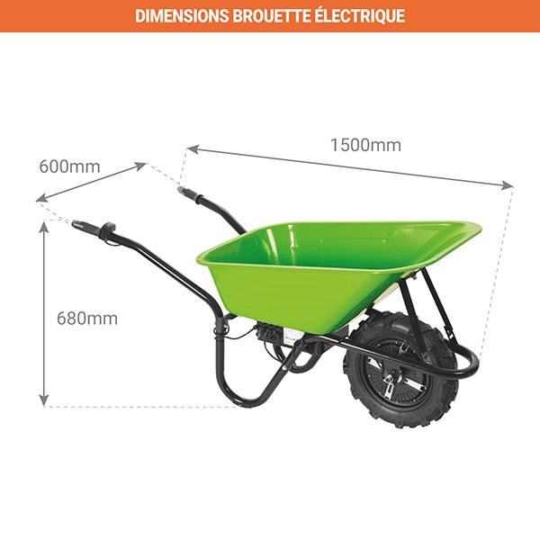 Brouette électrique caisse 75 L - Charge max 150kg - ZI-EWB500 - 2
