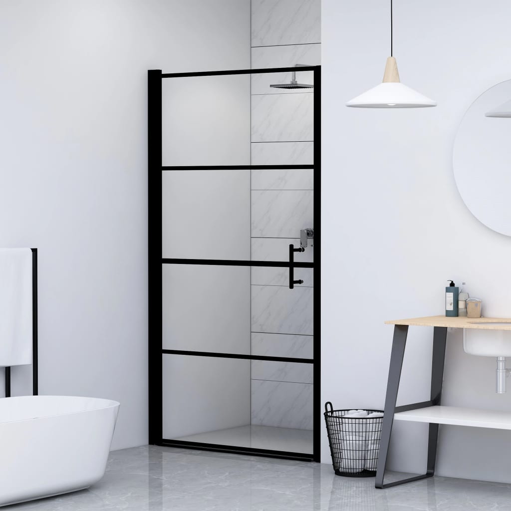 Maison Exclusive - Porta per Doccia in Vetro Temperato 100x178 cm Nera - 8