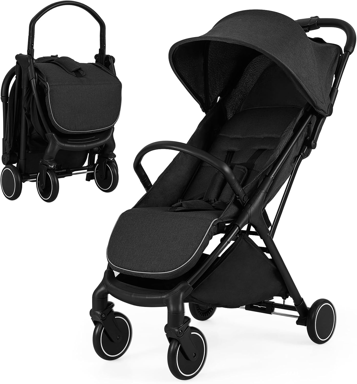 LIFEZEAL Poussette pliante avec dossier réglable - Avec fonction de sommeil - Poussette de voyage légère pour bébé de 0 à 3 ans - Charge maximale
