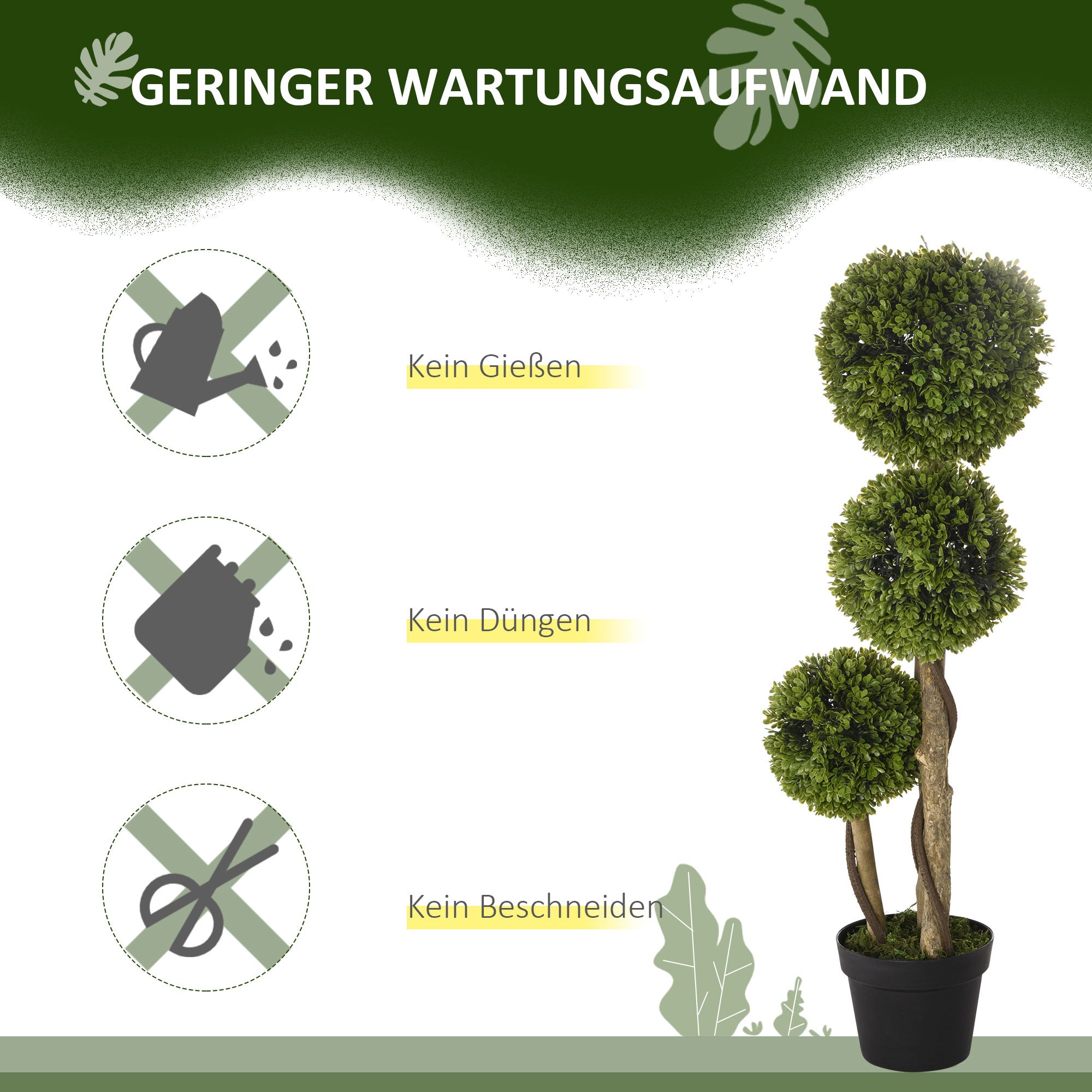 Plante artificielle buis 90 cm en pot avec protection UV, fausse plante verte décorative - 8