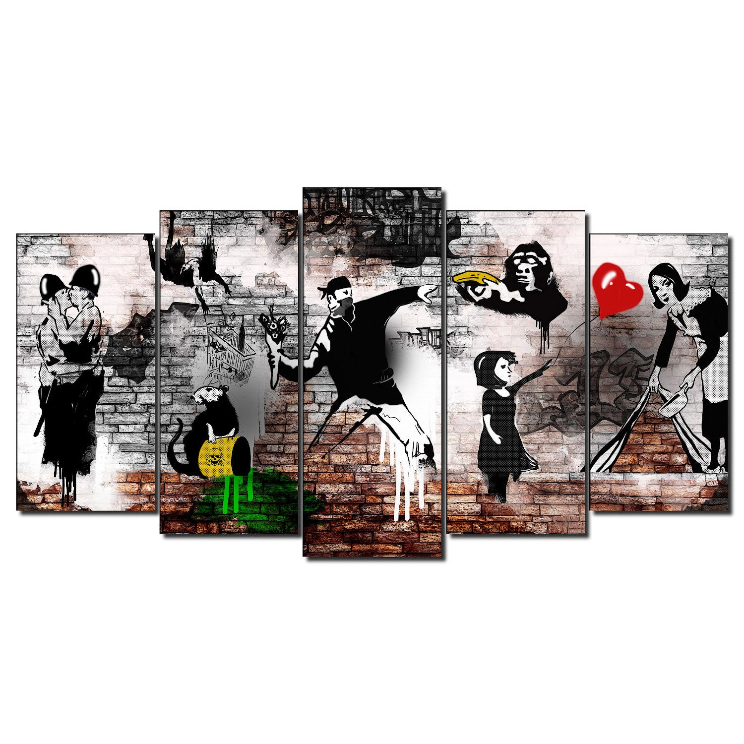 DekoArte - Impression Sur Toile Moderne | Décoration Pour Le Salon Ou Chambre | Art Abstrait Banksy Oeuvres | 150x80cm - 2