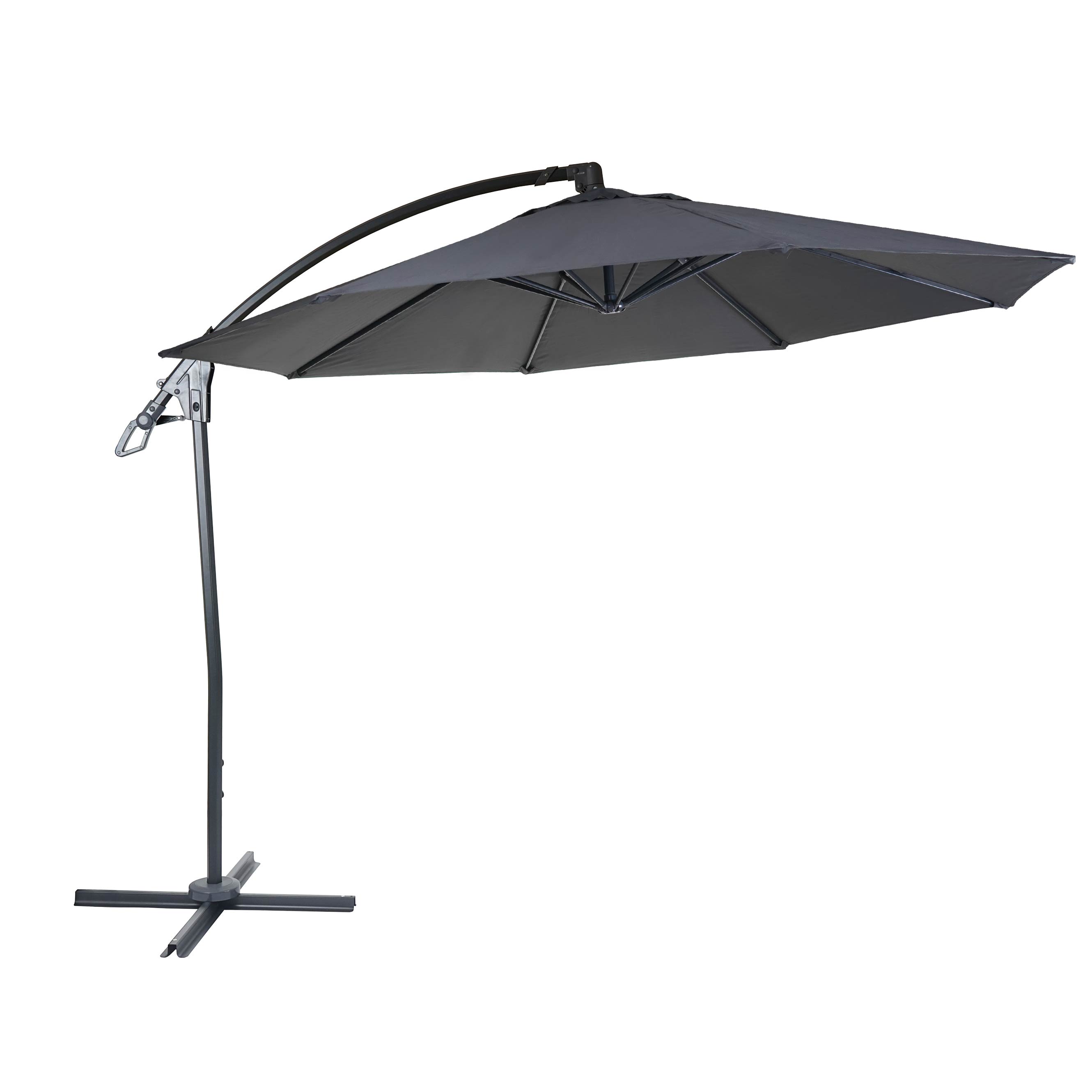 Parasol wspornikowy Deluxe HWC-D14, parasol, okrągły Ø 3m poliester aluminium/stal 14kg ~ antracyt bez podstawy